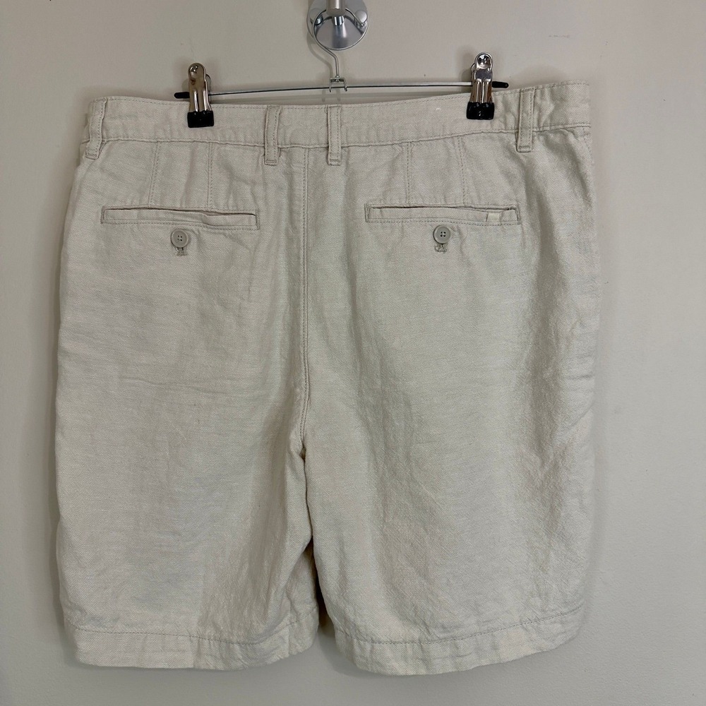 Zara Linen Cotton Bermuda Chino Shorts Oatmeal Beige Relaxed Fit Men's Size 32 - Picture 8 of 10
